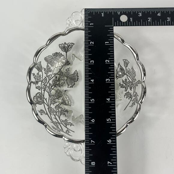 Crystal Silver Overlay Serving Dishes Set Cambridge Caprice Metallic Vintage 4PC - Picture 8 of 16